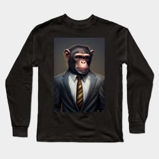 Adorable Monkey In A Suit - Fierce Chimpanzee Animal Print Art For Fashion Lovers Long Sleeve T-Shirt